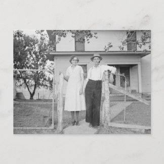 Old Country Home and Family Postcard