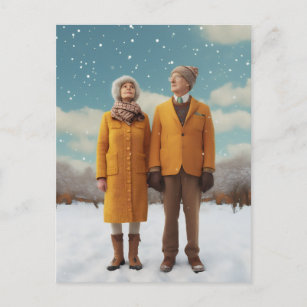 Old Couple In The Snow Postcard