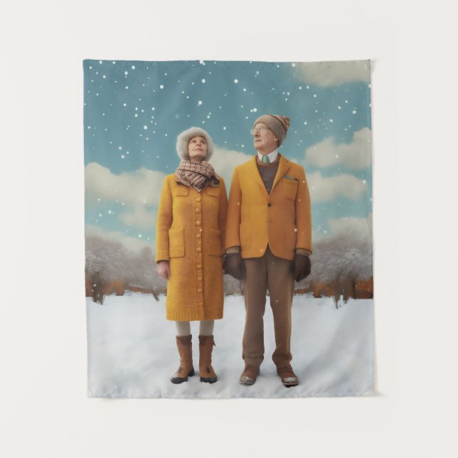 Old Couple In The Snow Tapestry (Front)