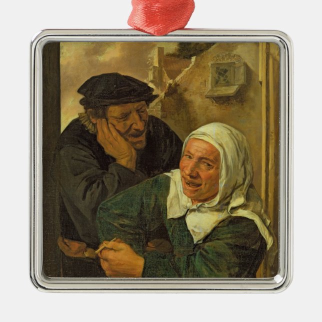 Old Couple Metal Ornament (Front)