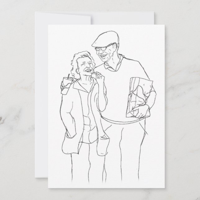 Old Couple original art Anniversary  Holiday Card (Front)