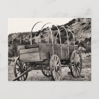 Old covered wagon postcard