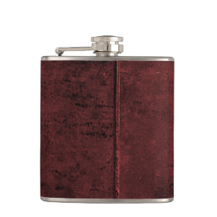 Old Cow Hide Look In Maroon Flask