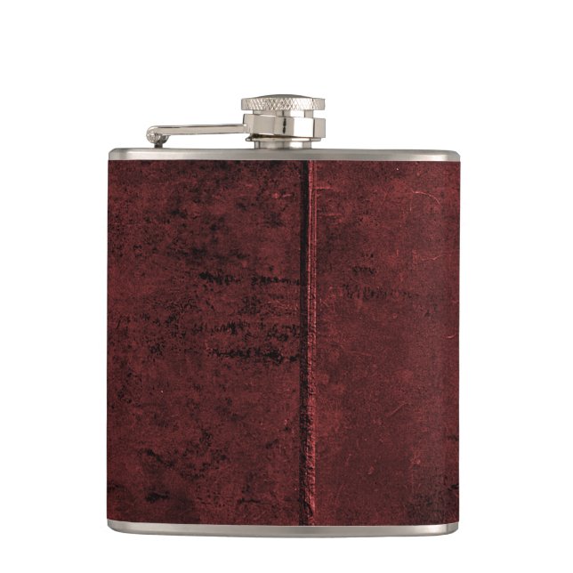 Old Cow Hide Look In Maroon Flask (Front)