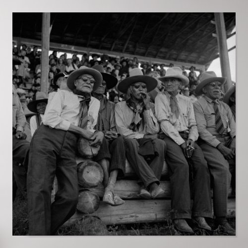 Old Cowboys At Rodeo Vintage Photo Poster