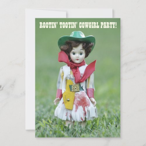 Old Cowgirl Doll YEE HAW Rootin Tootin Birthday Invitation