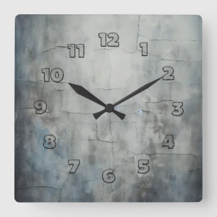 old cracked wall square wall clock