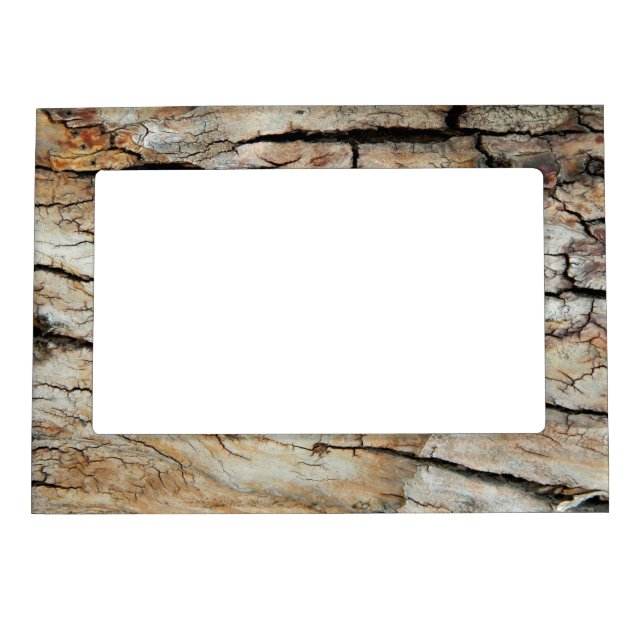Old cracked wood natural tree bark picture magnetic photo frame (Front)