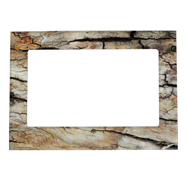 Tree Bark Photo Frame Old cracked wood natural tree bark picture magnetic photo frame | Zazzle