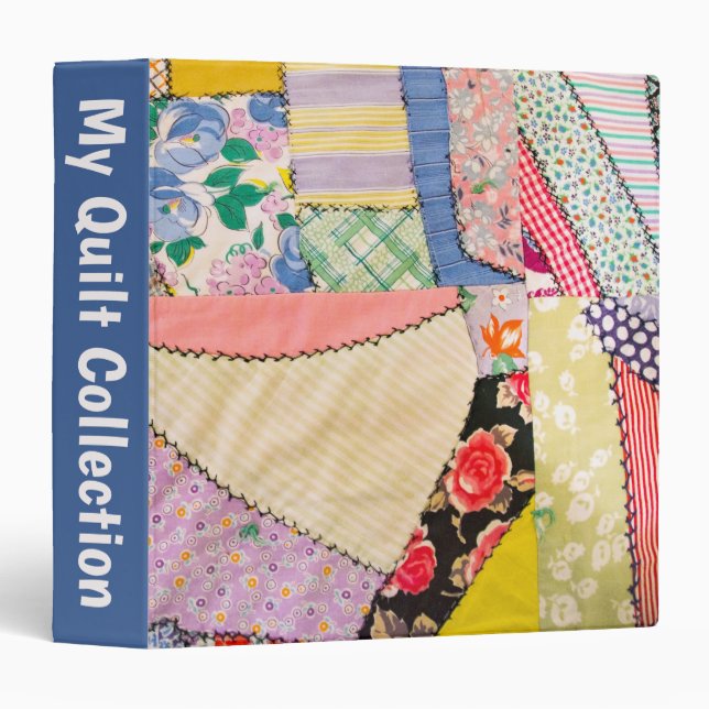 Old Crazy Quilt Pattern  3 Ring Binder (Front/Spine)
