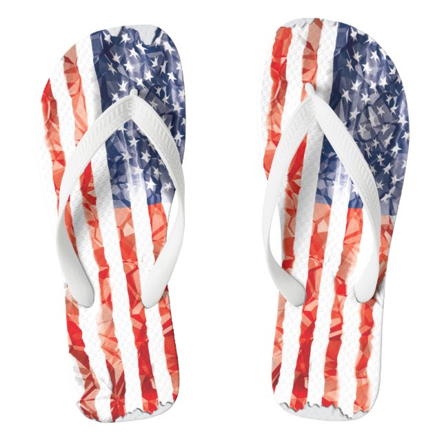 Old Creased American Flag Flip Flops (Footbed)
