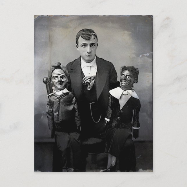 Old Creepy Ventriloquist Dolls Postcard (Front)