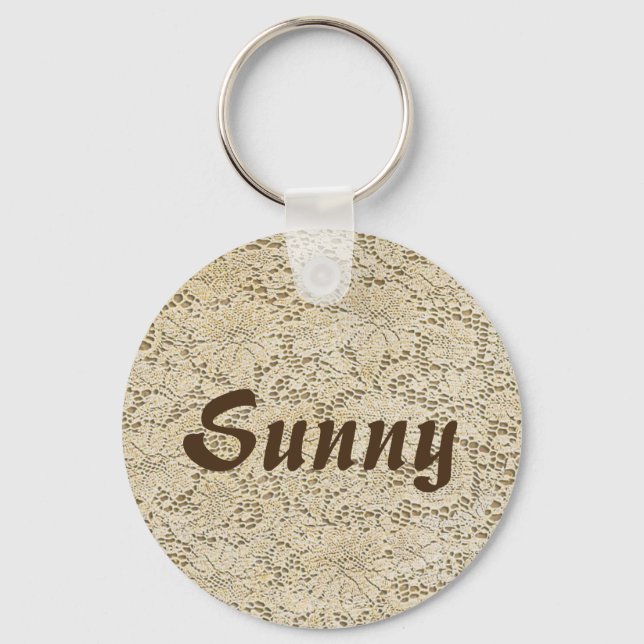 Old Crochet Lace Floral Pattern + your ideas Keychain (Front)