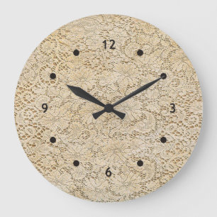 Old Crochet Lace Floral Pattern + your ideas Large Clock