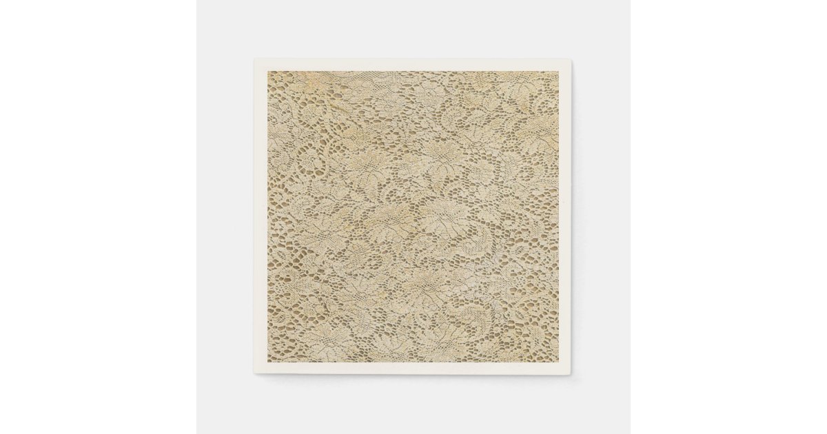 Old Crochet Lace Floral Pattern + your ideas Paper Napkins | Zazzle