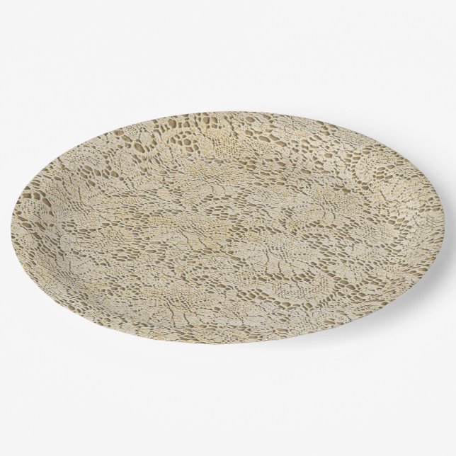Old Crochet Lace Floral Pattern + your ideas Paper Plates (Angled)
