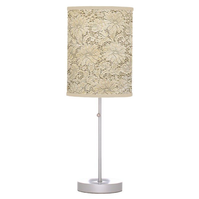 Old Crochet Lace Floral Pattern + your ideas Table Lamp (Front)
