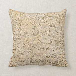 Old Crochet Lace Floral Pattern + your ideas Throw Pillow