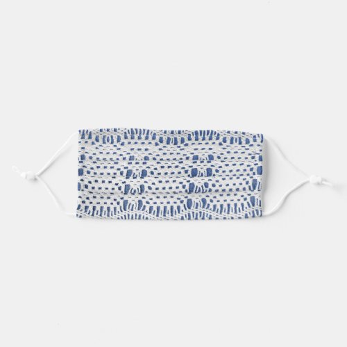 old crochet lace on blue adult cloth face mask