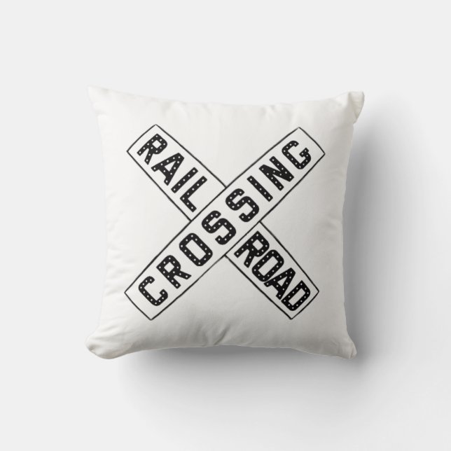 Old Crossbuck Sign Throw Pillow (Front)