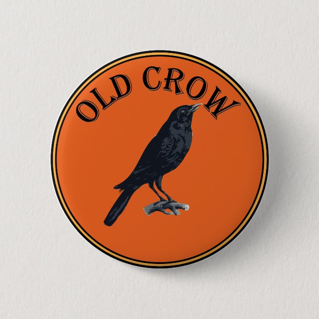 old crow pinback button (Front)