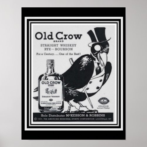 Old Crow Vintage Whiskey Ad Poster 11 x 14