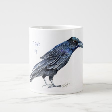 Old Crow's Cup, Raven Image Large Coffee Mug