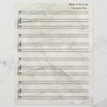Old Crumpled   Blank Sheet Music Bass Clef by GranniesAttic at Zazzle
