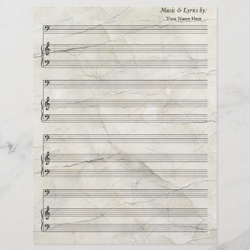 Old Crumpled   Blank Sheet Music Bass Clef