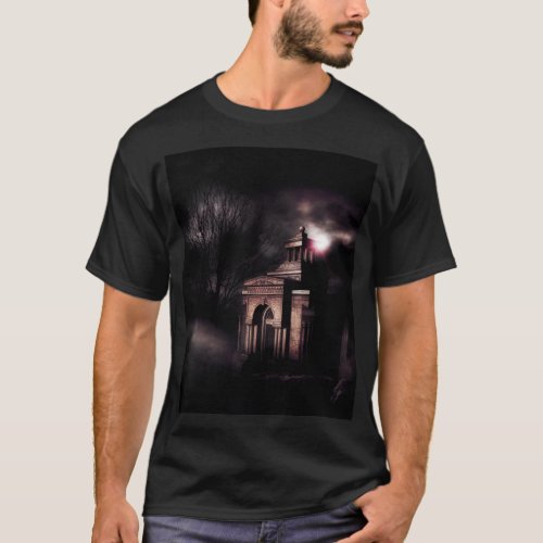 Old crypt in the dark forest T_Shirt