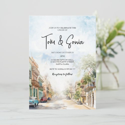 Old Cuba Havana Destination Wedding Invitation