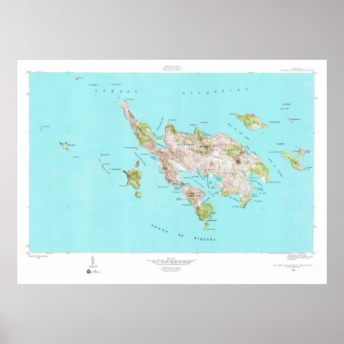 Old Culebra Puerto Rico Map 1948  Poster