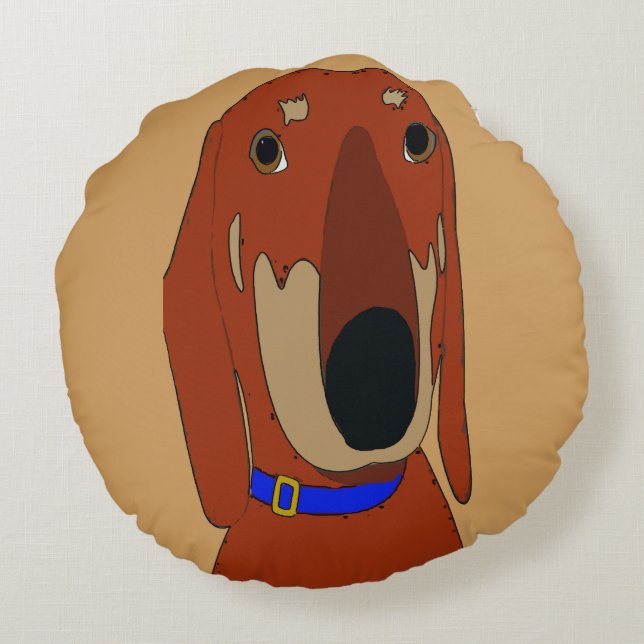 Old Dachshund Round Pillow (Back)
