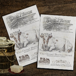 OLD DAIRY COW AD VINTAGE FARMHOUSE TISSUE PAPER