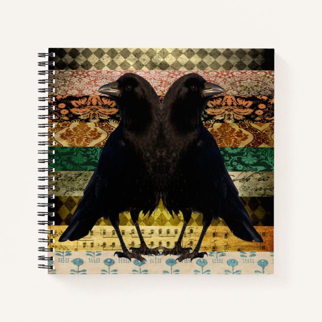 Old Damask Crows Spiral Notebook (Front)