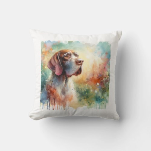 Old Danish Pointer in Nature AREF905 _ Watercolor Throw Pillow