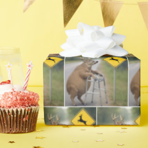 Old Deer Leaning On a Walker Wrapping Paper