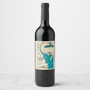 Old Delaware Map Wine Label