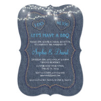 Old Denim Blue String Lights I DO BBQ Card