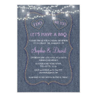 Old Denim Blue String Lights Western I DO BBQ Card