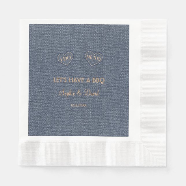 Old Denim Blue Western I DO BBQ Paper Napkins (Front)