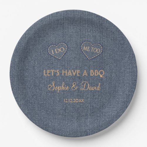 Old Denim Blue Western I DO BBQ Paper Plates