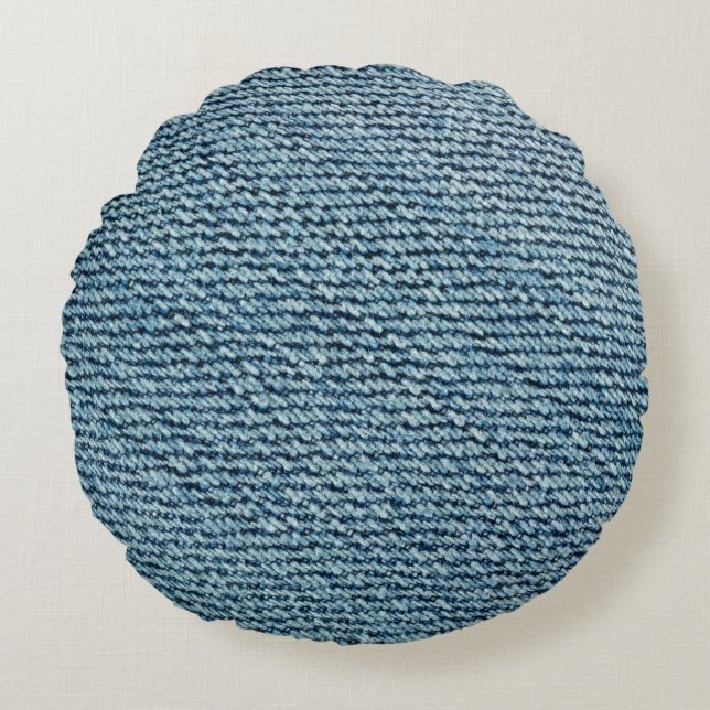 Old denim fabric background texture. abstract, anc round pillow (Front)