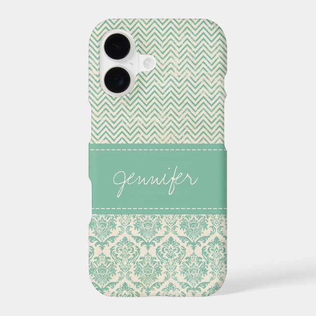 Old Distressed Aqua Custom Name  Case-Mate iPhone Case (Back)
