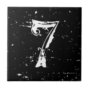 Old distressed street address house number tile