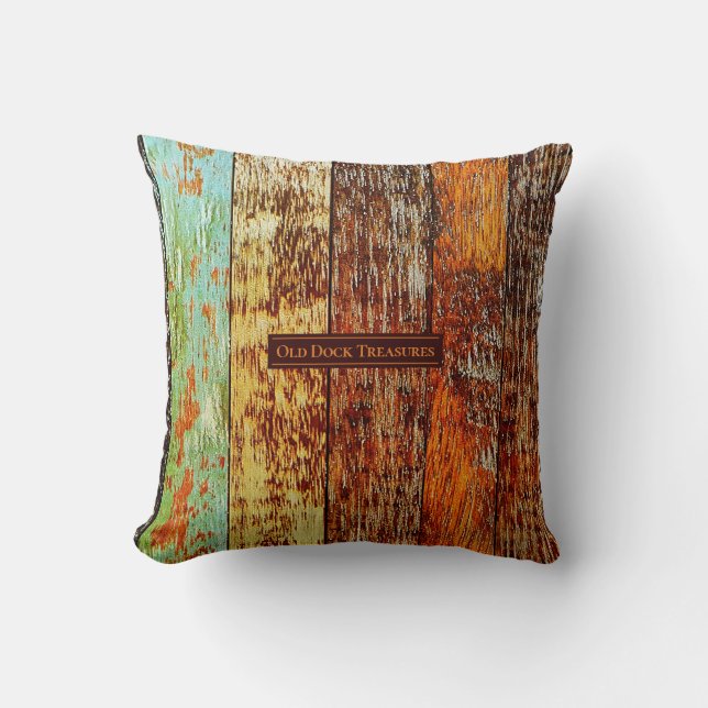 Old Dock planks Throw Pillow (Front)