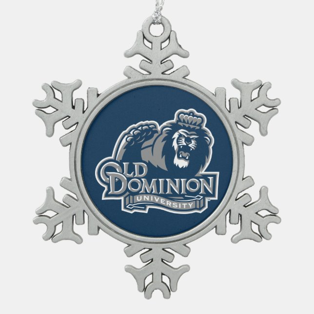 Old Dominion University Logo Snowflake Pewter Christmas Ornament (Front)