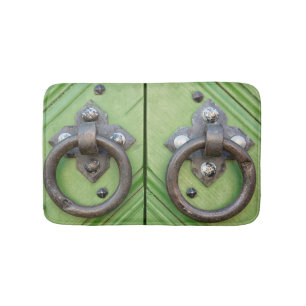 Old door bathroom mat