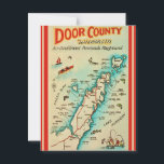 Old Door County Fishing Map  Postcard<br><div class="desc">Very fun vintage fishing map of Door County Wisconsin repurposed!</div>