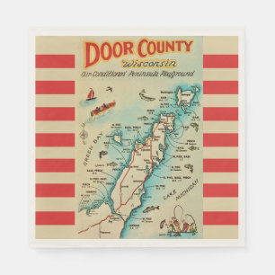 Old Door County Map Postcard Napkins